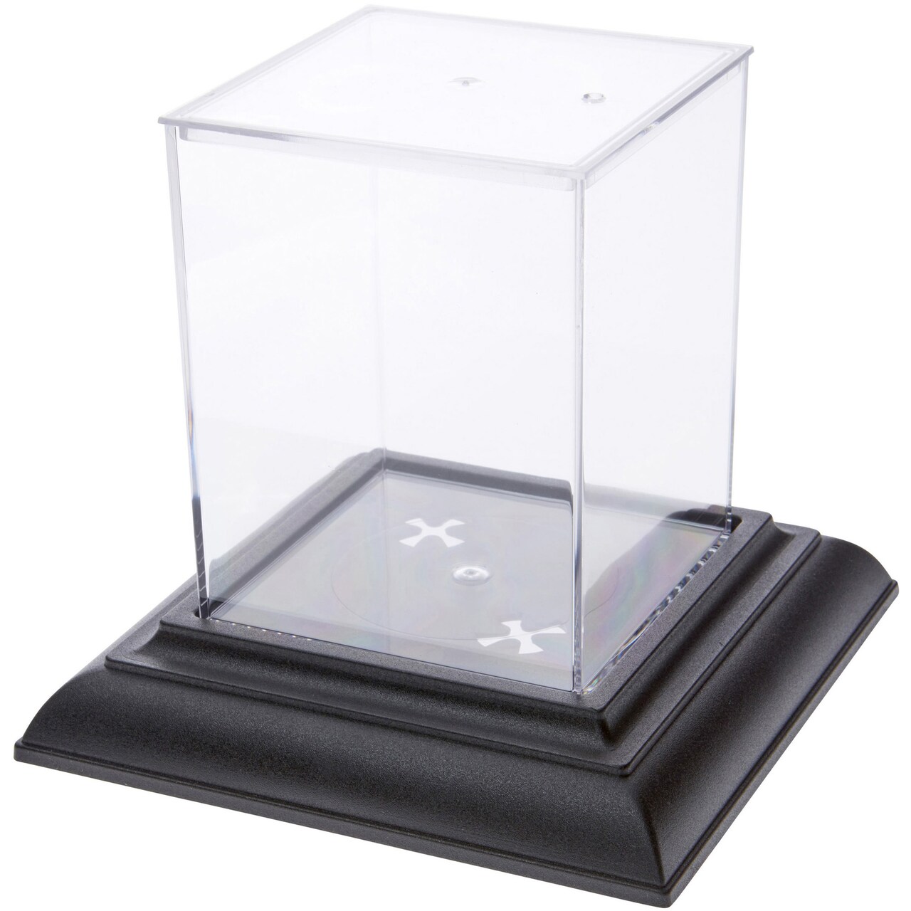 Pioneer Plastics Clear Square Plastic Desktop Aquarium with Base, 6.625" W x 6.625" D x 6" H